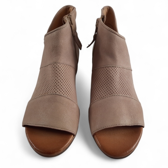 MIZ MOOZ Clermont Peep Toe Leather Heeled Booties Laser Cut Sandals Heels 7.5 - Picture 10 of 14